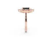 Emerald Cut Cluster Halo Engagement Ring Setting for a Black Center | Rose Gold