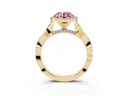 Round Twist Halo Engagement Ring Setting for a Fancy Pink Lab-Grown Diamond | Yellow Gold