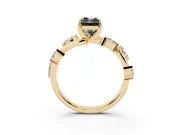 Radiant Cut Twisted Vine Engagement Ring Setting for a Black Center | Marquise Leaves | Yellow Gold