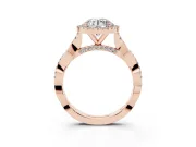 Round Halo Engagement Ring Setting | Pavé Twist Band | Rose Gold