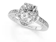 Radiant Cut Floral Pavé Engagement Ring Setting | Petal Accents | White Gold