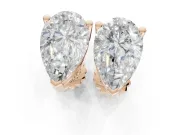 Asscher Cut Lab-Grown Diamond Solitaire Basket Stud Earrings | Open Gallery | Rose Gold