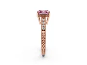 Asscher Cut Engraved Engagement Ring Setting for a Fancy Pink Lab-Grown Diamond | Rose Gold