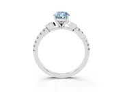 Fancy Blue Pear Cut Diamond Solitaire Leaf-Inspired Ring Set in Platinum with Pavé Band and Prong Setting