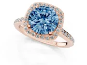 Round Halo Engagement Ring Setting for a Fancy Blue Lab-Grown Diamond | Rose Gold - Design NV-24729