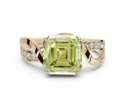 Asscher Cut Bypass Solitaire Engagement Ring Setting for a Fancy Yellow Lab-Grown Diamond | Pavé Strands | Yellow Gold