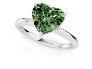 Heart-Shaped Micro-Prong Hidden Halo Engagement Ring Setting for a Fancy Green Lab-Grown Diamond | Plain Band | Platinum