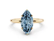 Marquise Hidden Halo Ring Setting for a Fancy Blue Lab-Grown Diamond | Yellow Gold