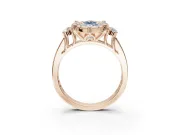 Marquise Halo Engagement Ring Setting for a Fancy Blue Lab-Grown Diamond | Side Clusters | Rose Gold