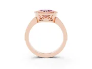 Fancy Pink Heart Cut Diamond Halo Ring Set in Rose gold with Pavé Band and Milgrain-Edged Prongs