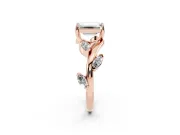 Emerald Cut Twisted Vine Engagement Ring Setting | Marquise Side Stones | Rose Gold