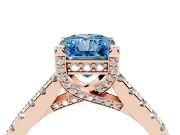 Radiant Cut Hidden Halo Pave Engagement Ring Setting for a Fancy Blue Lab-Grown Diamond | Claw Prongs | Rose Gold