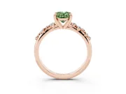 Oval Graduated Accent Engagement Ring Setting for a Fancy Green Lab-Grown Diamond | Rose Gold