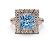 Princess Cut Halo Engagement Ring Setting for a Fancy Blue Lab-Grown Diamond | Rose Gold - Design NV-24799