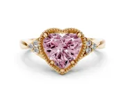 Heart-Shaped Milgrain Frame Engagement Ring Setting for a Fancy Pink Lab-Grown Diamond | Yellow Gold