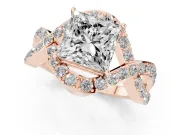 Princess Cut Infinity Twist Pavé Engagement Ring Setting | Crossover Ribbons | Rose Gold
