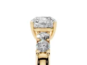 Cushion Cut Diamond Five-Stone Prong Set Engagement Ring Set in Yellow gold with Channel Band