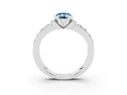 Emerald Cut Half Bezel Engagement Ring Setting for a Fancy Blue Lab-Grown Diamond | Double Row Channel Band | White Gold