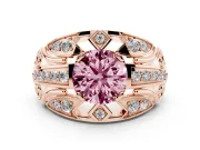 Round Art Deco Graduated Engagement Ring Setting for a Fancy Pink Lab-Grown Diamond | Rose Gold