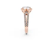 Radiant Cut Petal Frame Floral Halo Engagement Ring Setting | Pavé Split Shank | Rose Gold