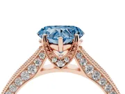 Heart-Shaped Hidden Halo Engagement Ring Setting for a Fancy Blue Lab-Grown Diamond | Milgrain Pave | Rose Gold