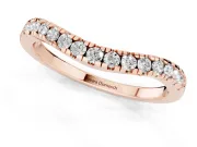 Round Lab-Grown Diamond Pavé Contour Wedding Band | Shared Prongs | Rose Gold