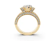 Heart-Shaped Vintage Milgrain Pave Engagement Ring Setting | Crescent Side Rows | Yellow Gold