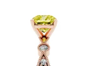 Cushion Cut Vintage Engagement Ring Setting for a Fancy Yellow Lab-Grown Diamond | Rose Gold