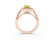 Emerald Cut Graduated Milgrain Halo Engagement Ring Setting for a Fancy Yellow Lab-Grown Diamond | Rose Gold