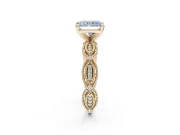 Radiant Cut Vintage Engagement Ring Setting for a Fancy Blue Lab-Grown Diamond | Graduated Stations | Yellow Gold
