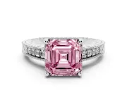 Asscher Cut Engraved Engagement Ring Setting for a Fancy Pink Lab-Grown Diamond | Platinum
