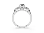 Fancy Black Three-Stone Oval Cut Diamond Ring Set in White gold with Pear Side Stones and Prong Setting