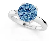 Round Solitaire Engagement Ring Setting for a Fancy Blue Lab-Grown Diamond | Flat Tab Prongs | Sterling Silver