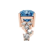 Radiant Cut Scattered Accent Engagement Ring Setting for a Fancy Blue Lab-Grown Diamond | Rose Gold