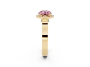 Round Pavé Halo Engagement Ring Setting for a Fancy Pink Lab-Grown Diamond | Yellow Gold