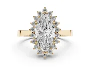 Marquise Scalloped Halo Engagement Ring Setting | Flat Plain Band | Yellow Gold