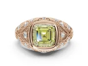 Asscher Cut Vintage Bezel Engagement Ring Setting for a Fancy Yellow Lab-Grown Diamond | Rose Gold