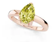 Fancy Yellow Pear Cut Diamond Solitaire Ring Set in Rose gold with Prong Head and Smooth Polished Band