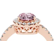 Fancy Pink Oval Cut Diamond Pavé Band Halo Engagement Ring Set in Rose gold with Prong Setting