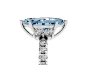 Marquise Side Stone Engagement Ring Setting for a Fancy Blue Lab-Grown Diamond | Pave Band | Sterling Silver