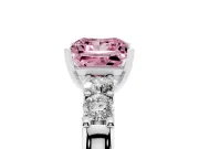 Fancy Pink Princess Cut Diamond Five-Stone Prong Set Engagement Ring Set in Platinum with Channel Band