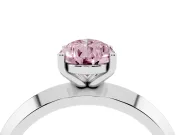 Fancy Pink Pear Cut Diamond Solitaire Engagement Ring Set in Silver with Flat Band and Prong Setting