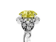 Round Vintage Halo Engagement Ring Setting for a Fancy Yellow Lab-Grown Diamond | Sterling Silver