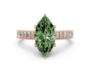 Marquise Hidden Halo Engagement Ring Setting for a Fancy Green Lab-Grown Diamond | Milgrain Pave | Rose Gold