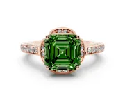 Asscher Cut Floral Pavé Engagement Ring Setting for a Fancy Green Lab-Grown Diamond | Rose Gold