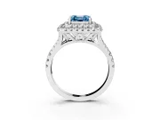 Asscher Cut Halo Split Shank Engagement Ring Setting for a Fancy Blue Lab-Grown Diamond | Sterling Silver