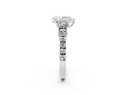 Pear-Shaped Three Stone Engagement Ring Setting | Pave Shoulders | Platinum
