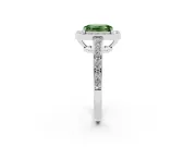 Emerald Cut Framed Halo Engagement Ring Setting for a Fancy Green Lab-Grown Diamond | Platinum