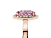 Oval Thin Halo Engagement Ring Setting for a Fancy Pink Lab-Grown Diamond | Plain Band | Rose Gold