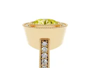 Round Milgrain Halo Engagement Ring Setting for a Fancy Yellow Lab-Grown Diamond | Pave Band | Yellow Gold
